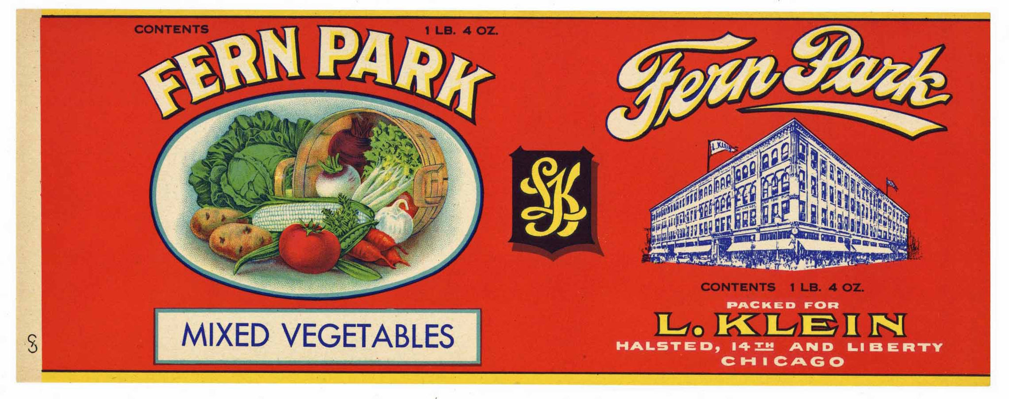 Fern Park  Brand Vintage Mixed Vegetables Can Label