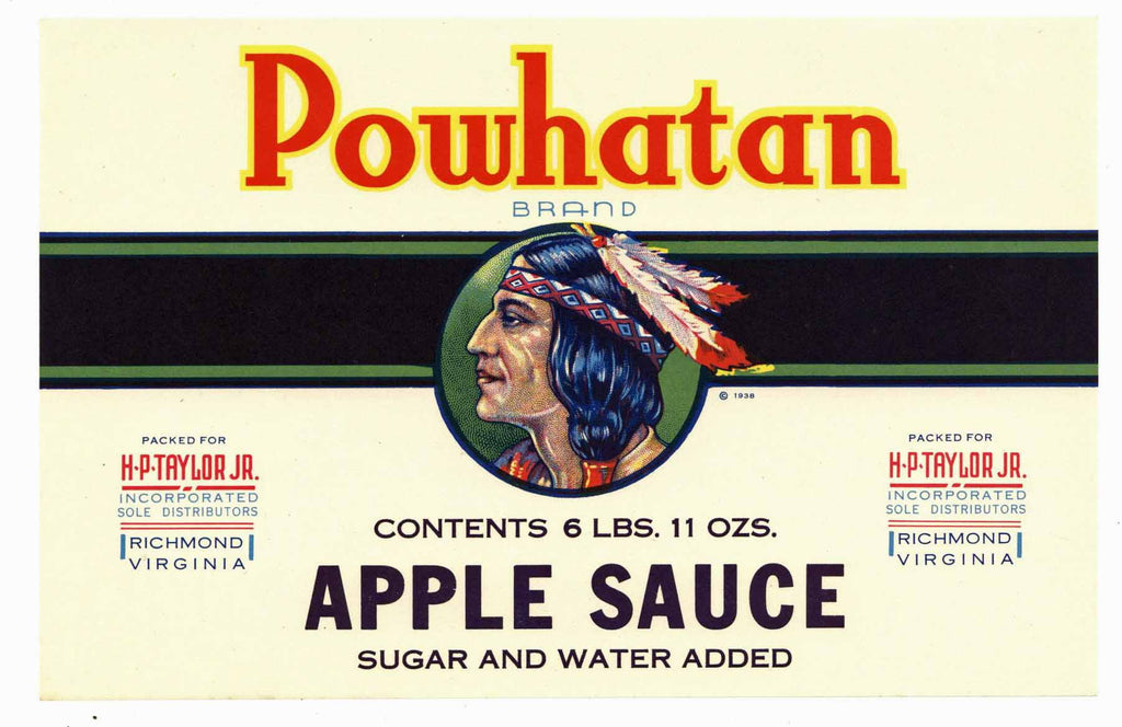 Powhatan Brand Vintage Richmond Virginia Can Label, sq