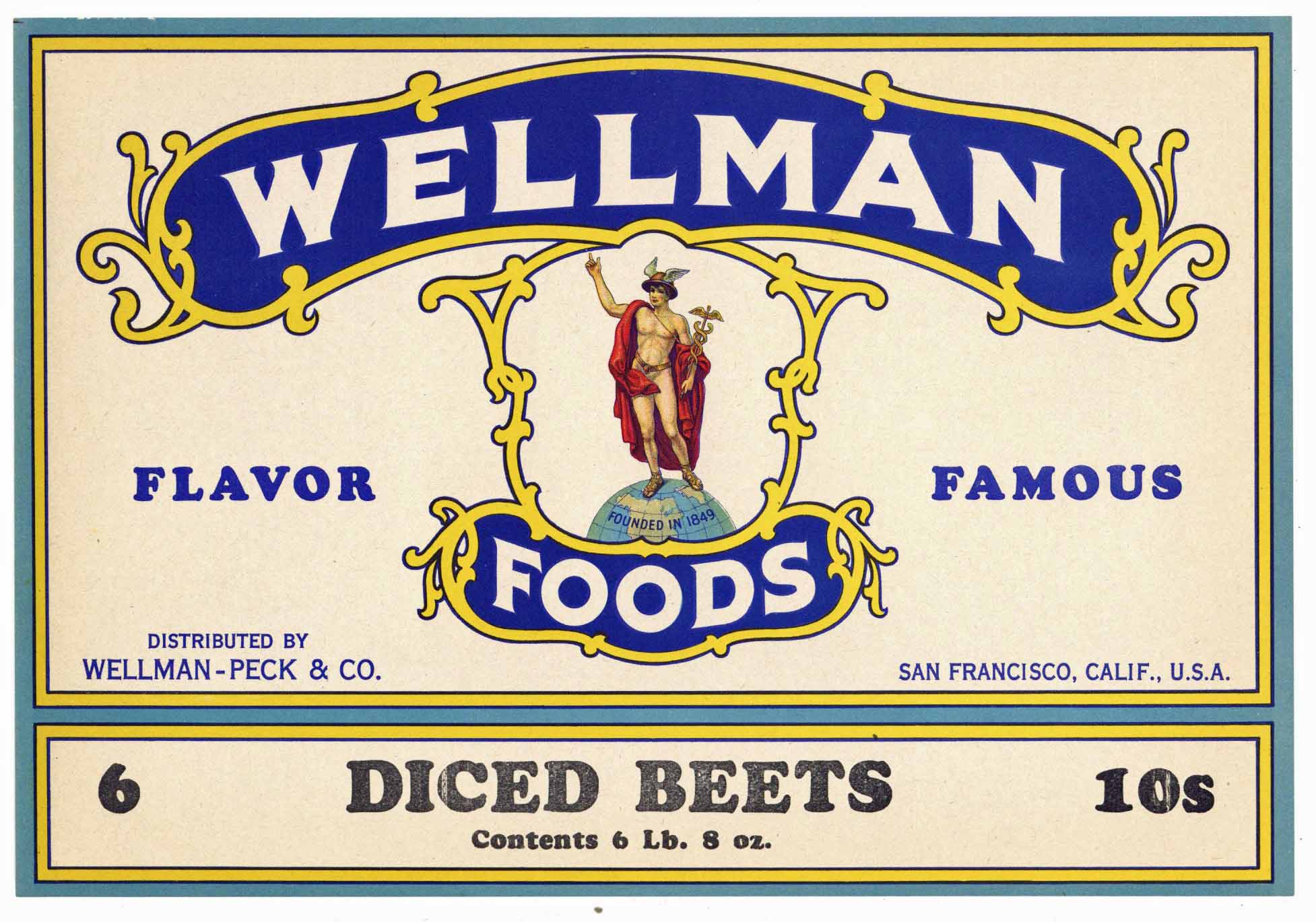 Wellman Brand Vintage Wellman-Peck Co Can Label