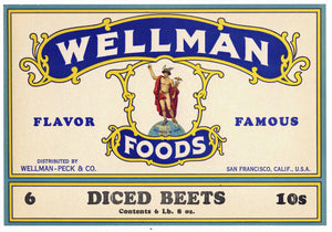 Wellman Brand Vintage Wellman-Peck Co Can Label