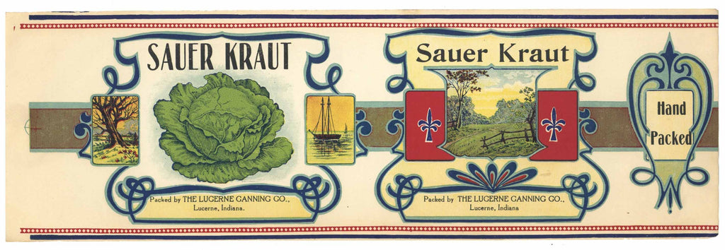 Sauer Kraut Brand Vintage Lucerne Indiana Can Label
