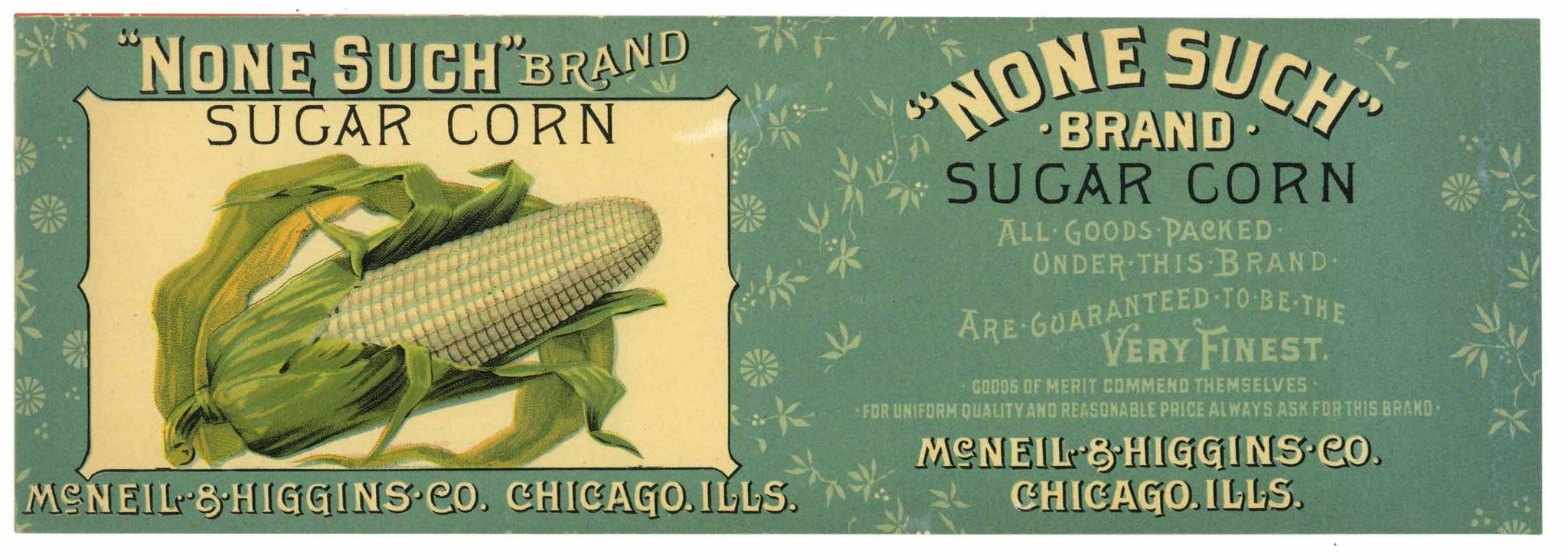 None Such Brand Vintage Sugar Corn Can Label, blue