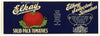Elkay Brand Vintage Tomato Can Label, l