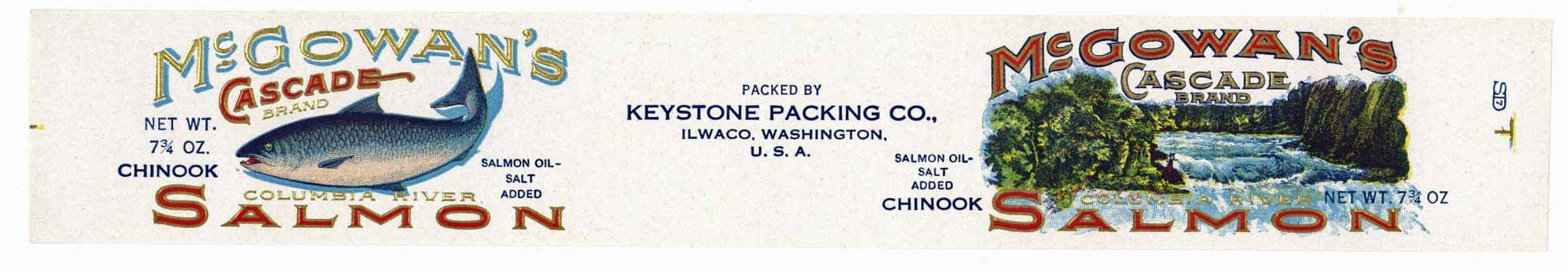 McGowan's Cascade Brand Vintage Ilwaco Washington Salmon Can Label