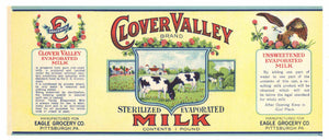Clover Valley Brand Vintage Pennsylvania Milk Can Label