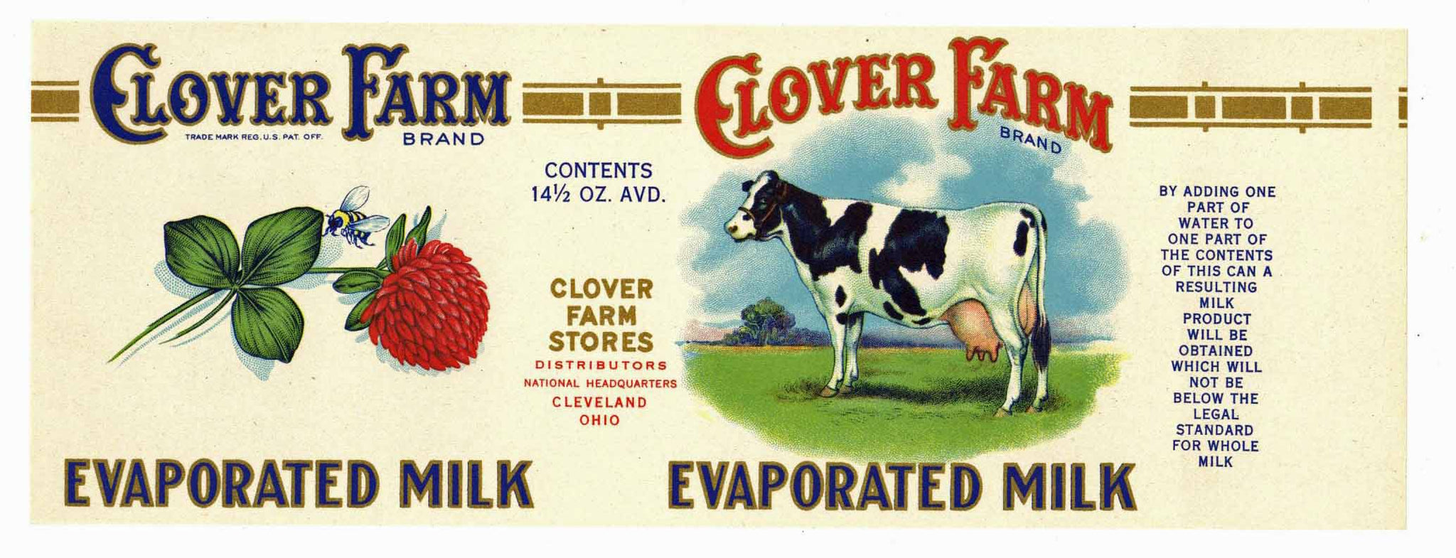 Clover Farm Brand Vintage Ohio Milk Can Label, L