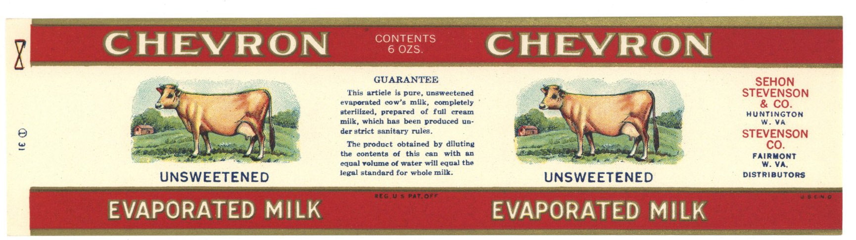 Chevron Brand Vintage Milk Can Label