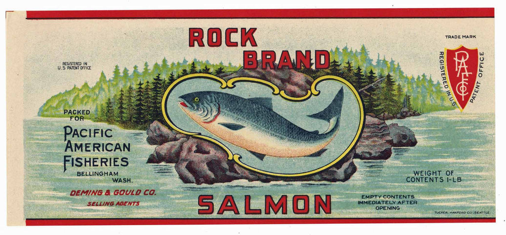 Rock Brand Vintage Bellingham Washington Salmon Can Label