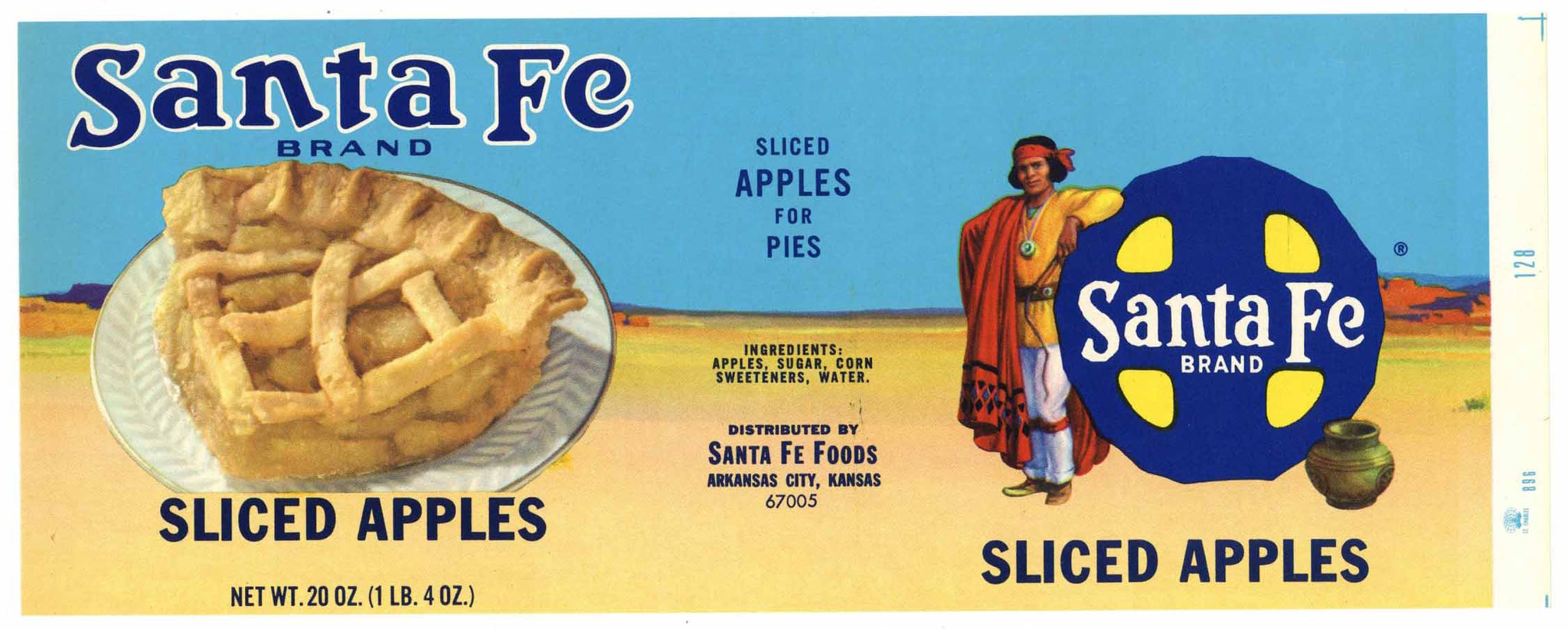 Santa Fe Brand Vintage Arkansas City Kansas Sliced Apples Can Label