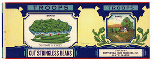 Troops Brand Vintage Bath Maine Beans Can Label