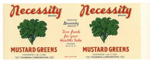 Necessity Brand Vintage Taormina Mustard Greens Can Label