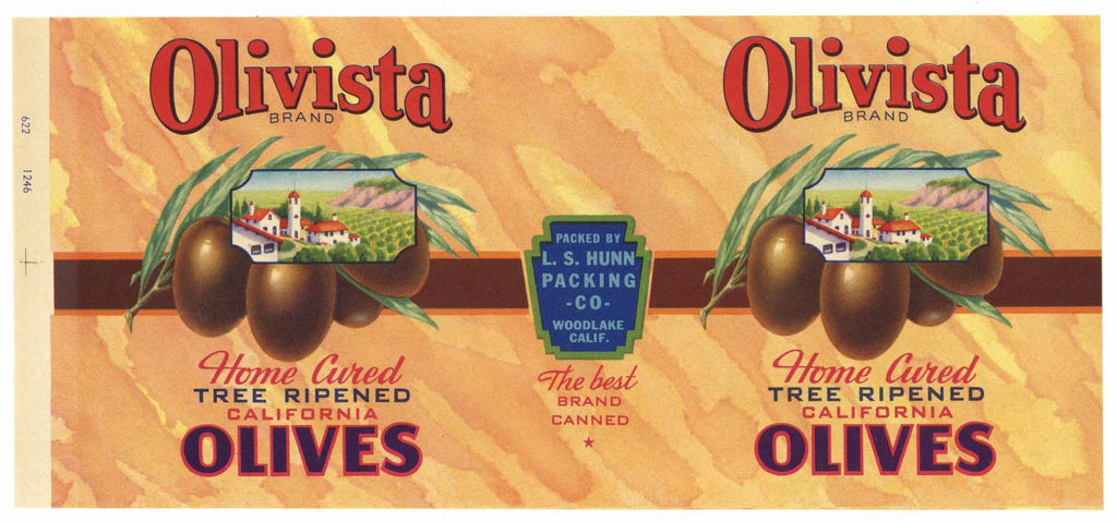 Olivista Brand Vintage Woodlkae Olive Can Label