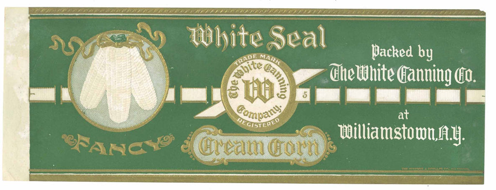White Seal Brand Vintage Williamstown New York Corn Can Label