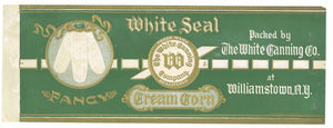 White Seal Brand Vintage Williamstown New York Corn Can Label