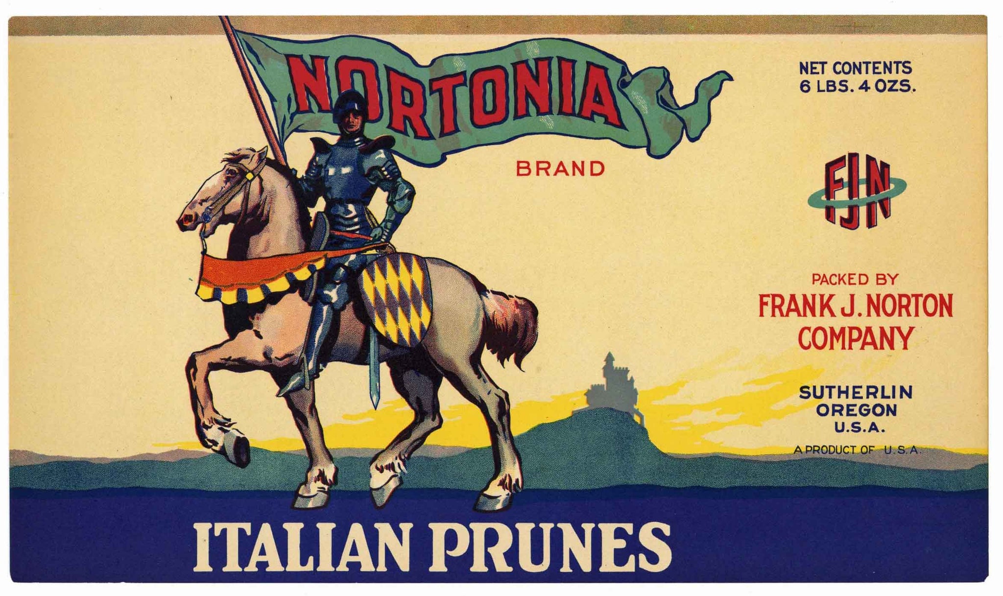 Nortonia Brand Vintage Sutherlin Oregon Prune Can Label