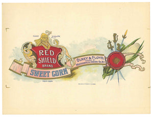 Red Shield Brand Vintage Sweet Corn Can Label