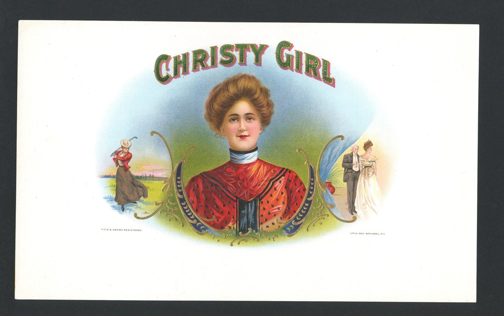 Christy Girl Brand Inner Cigar Box Label, blank