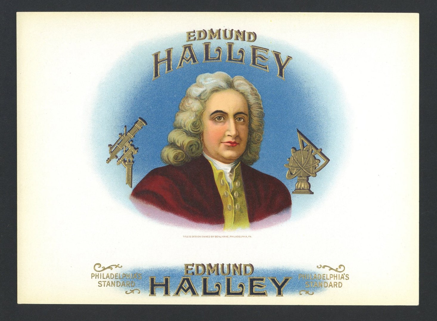 Edmund Halley Brand Inner Cigar Box Label