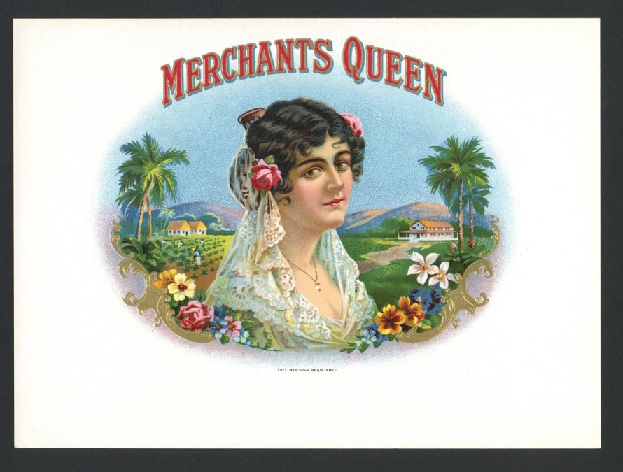 Merchants Queen Inner Cigar Box Label