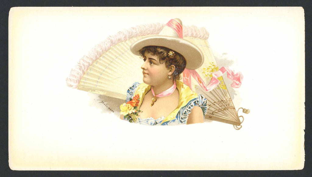 Stock Inner Cigar Box Label, woman wear hat