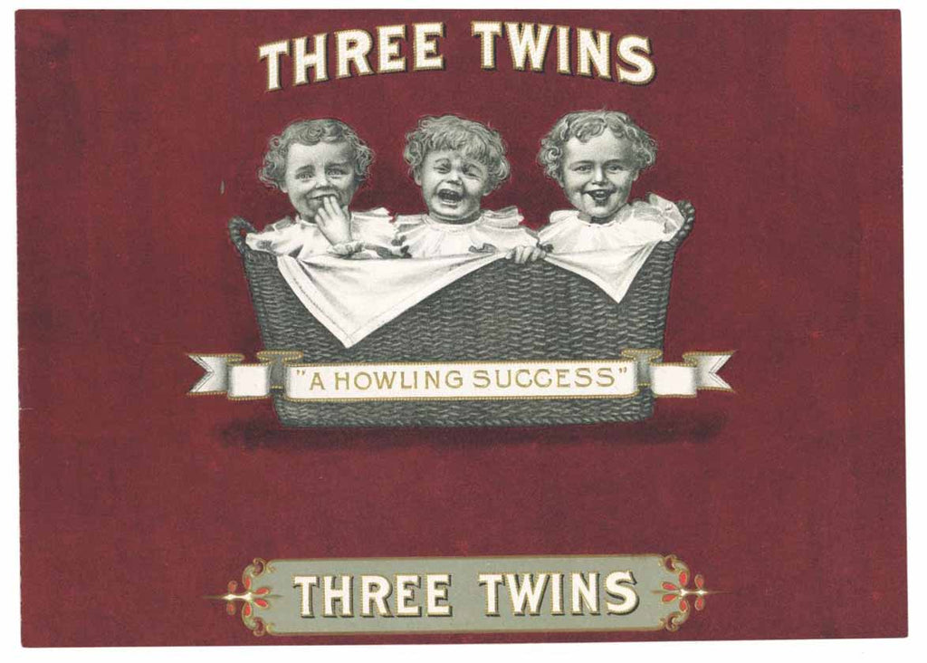 Three Twins Inner Cigar Box Label