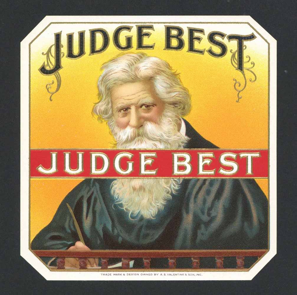 Judge Best Brand Inner Cigar Box Label