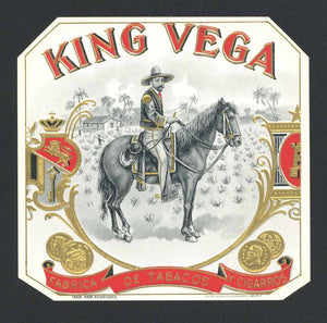 King Vega Brand Outer Cigar Box Label