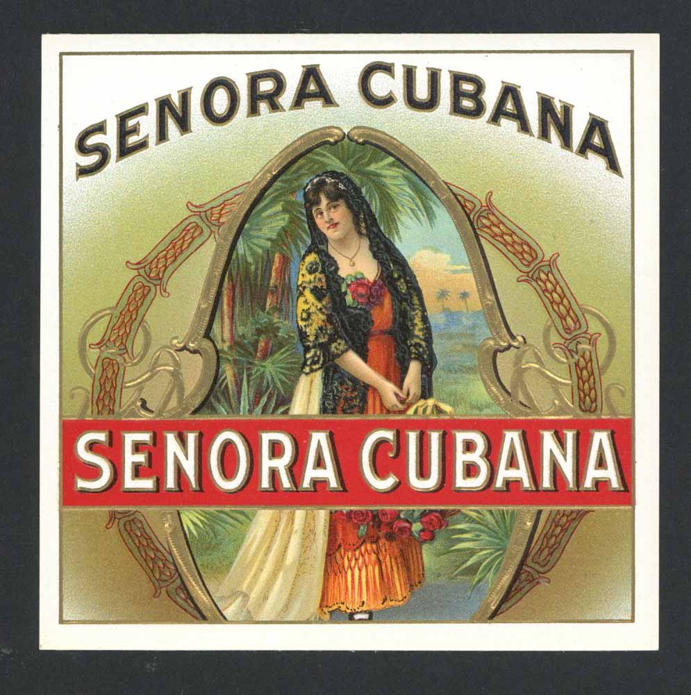 Senora Cubana Brand Outer Cigar Box Label