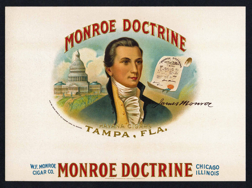 Monroe Doctrine Brand Inner Cigar Box Label