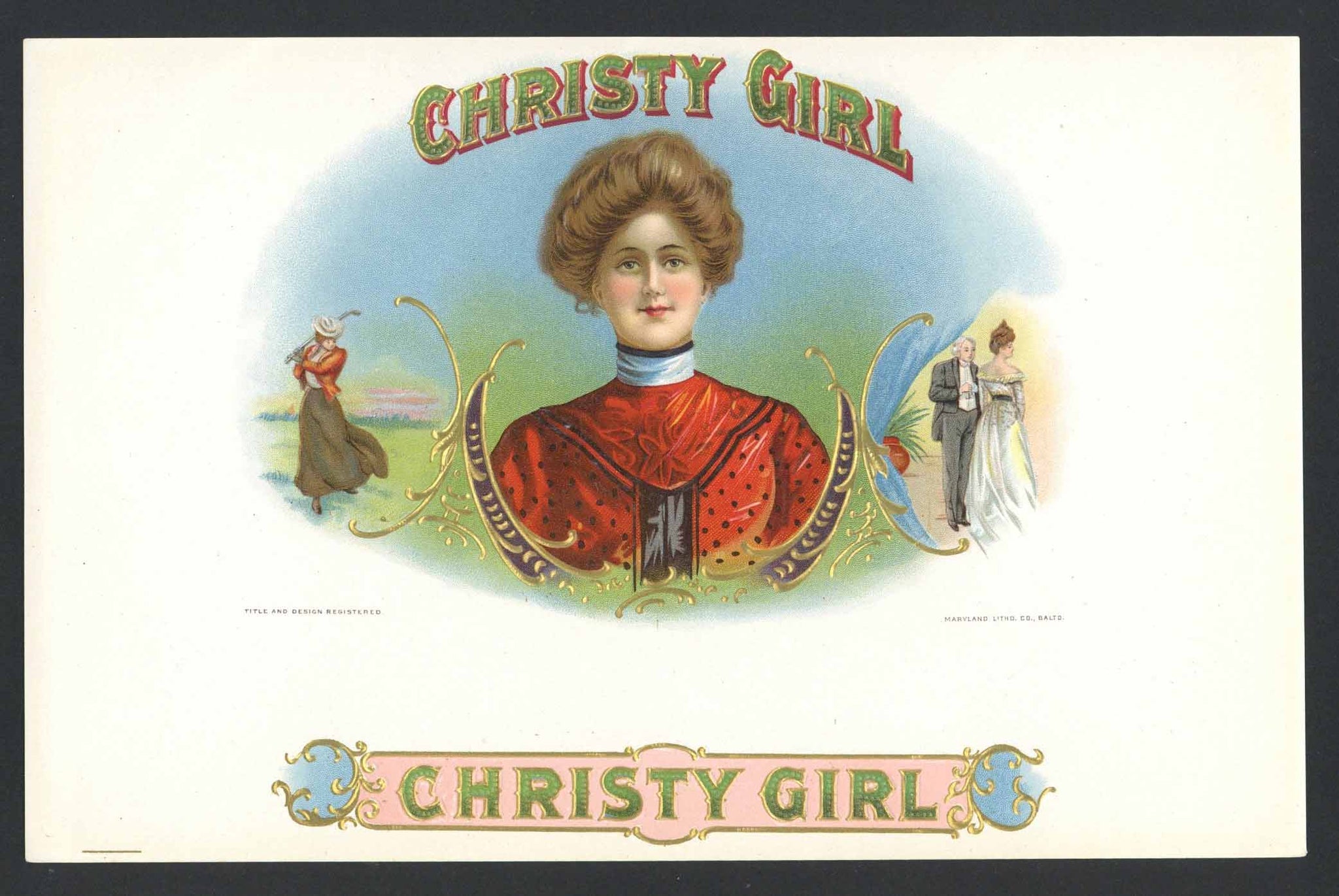 Christy Girl Brand Inner Cigar Box Label, writing