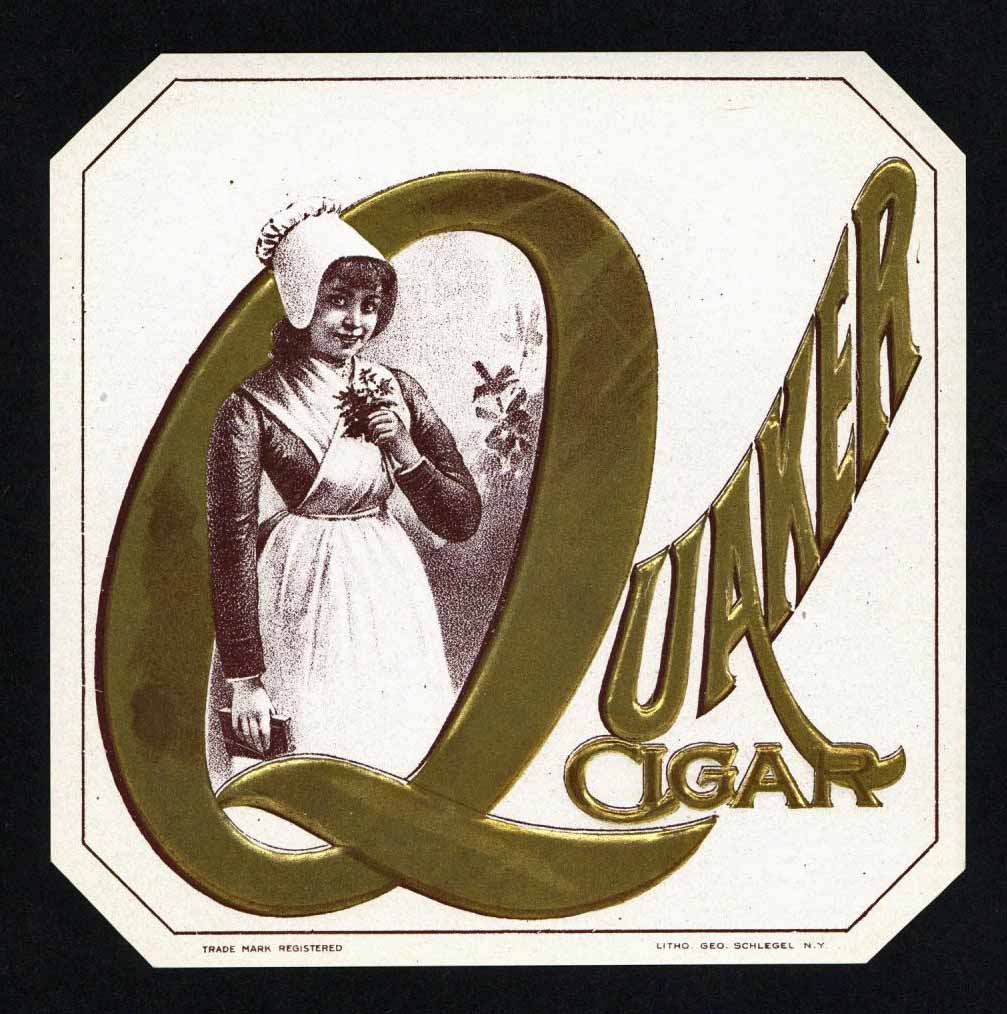 Quaker Cigar Brand Outer Cigar Box Label