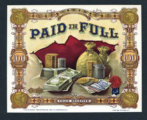 Paid In Full Brand Cigar Box Label