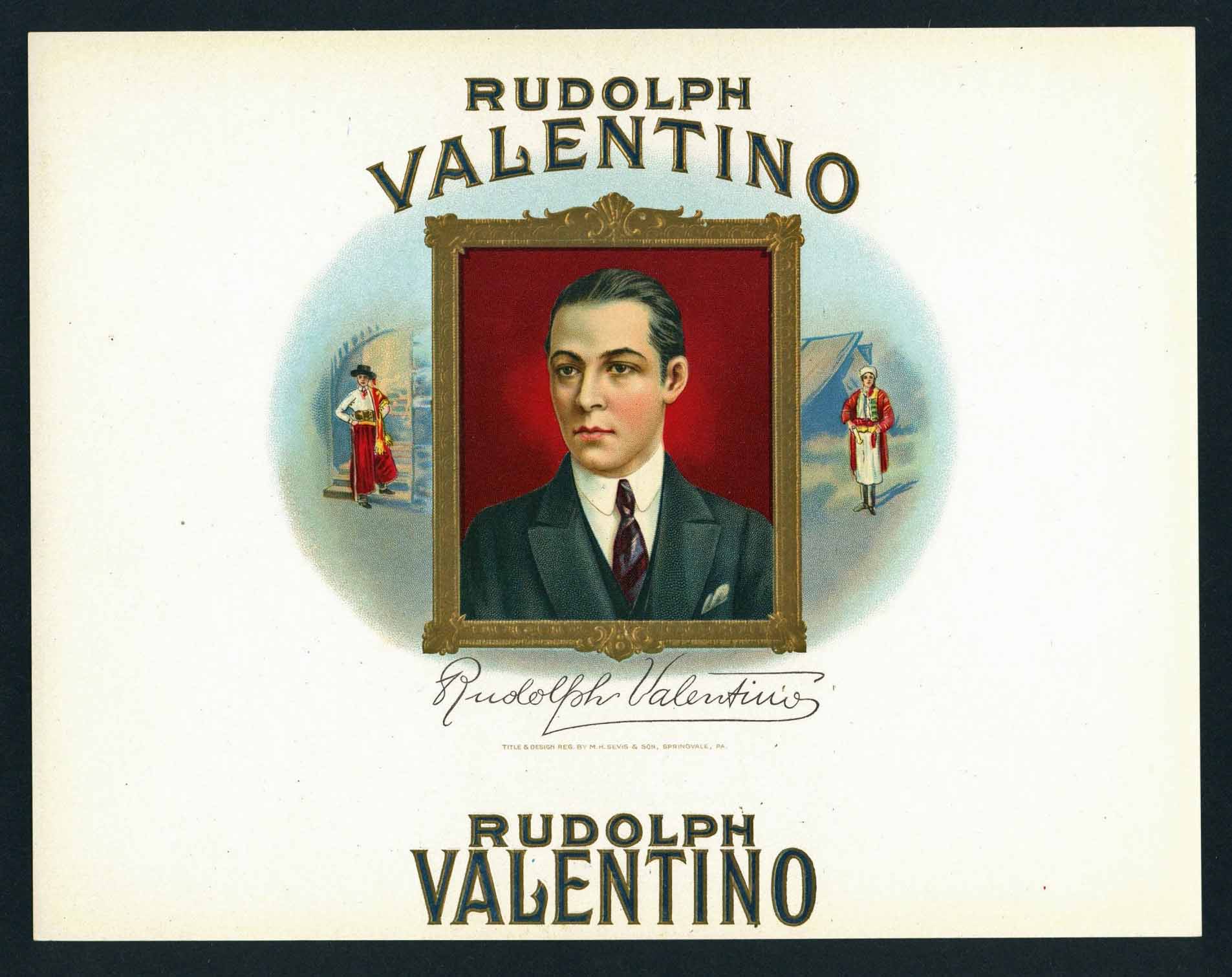 Rudolph Valentino Brand Inner Cigar Box Label