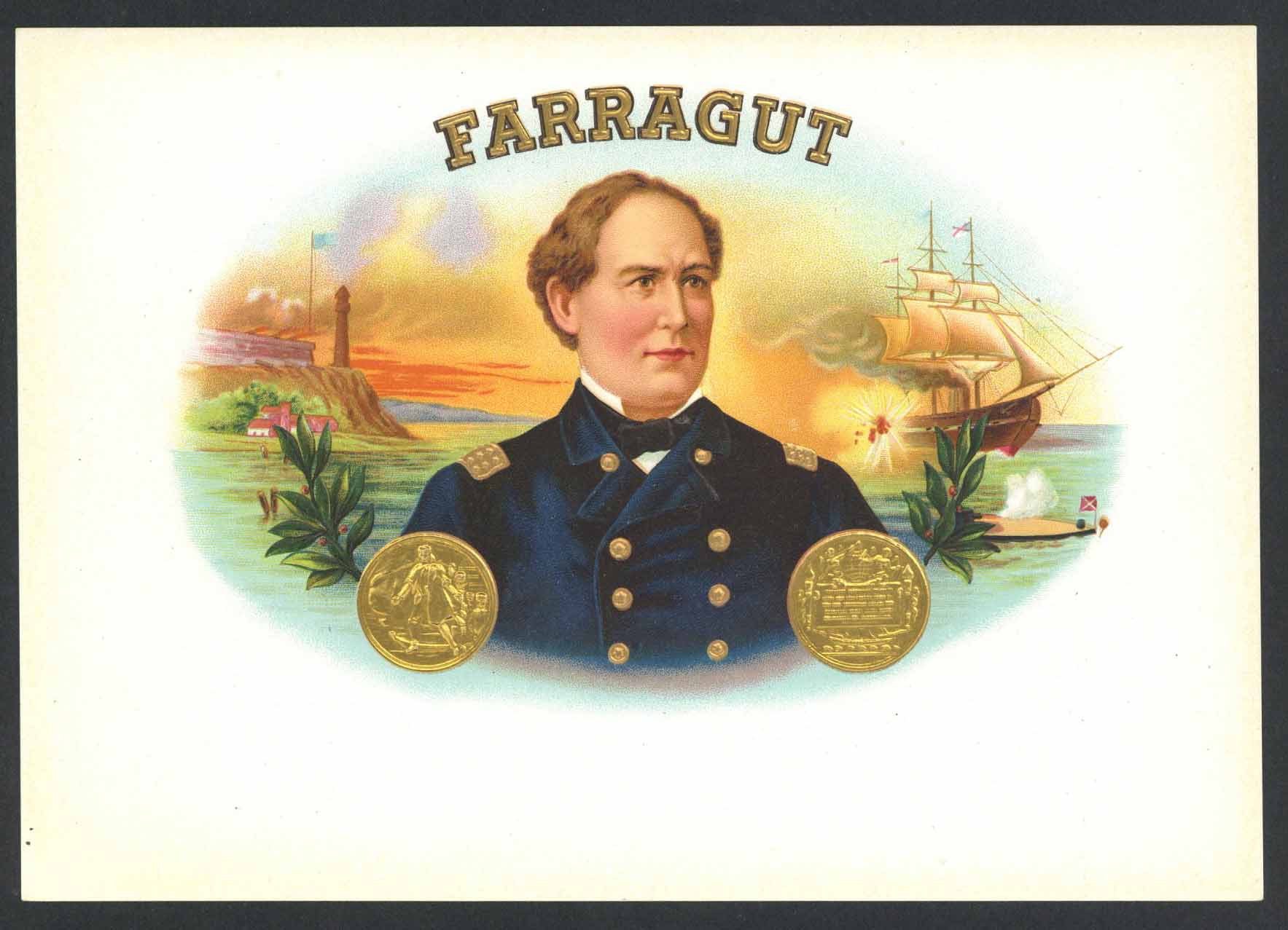 Farragut Brand Inner Cigar Box Label