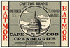 Capitol Brand Vintage Cape Cod Cranberry Crate Label, 1/4