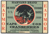 Harvard Brand Vintage Cape Cod Cranberry Crate Label, 1/4