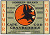 Honker Brand Vintage Cape Cod Cranberry Crate Label, 1/4