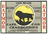 Lion Brand Vintage Cape Cod Cranberry Crate Label, 1/4, yellow