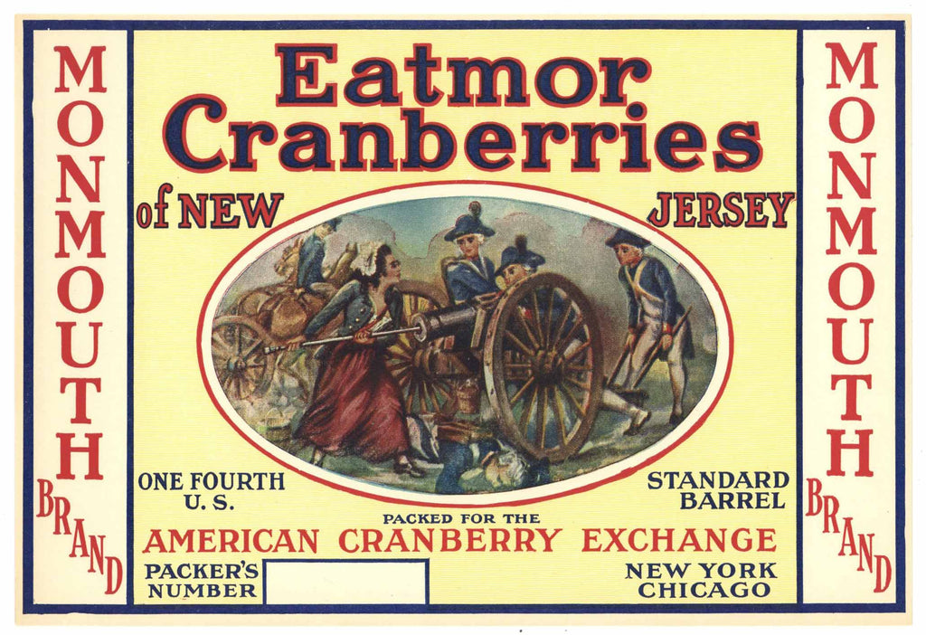 Monmouth Brand Vintage New Jersey Cranberry Crate Label, 1/4