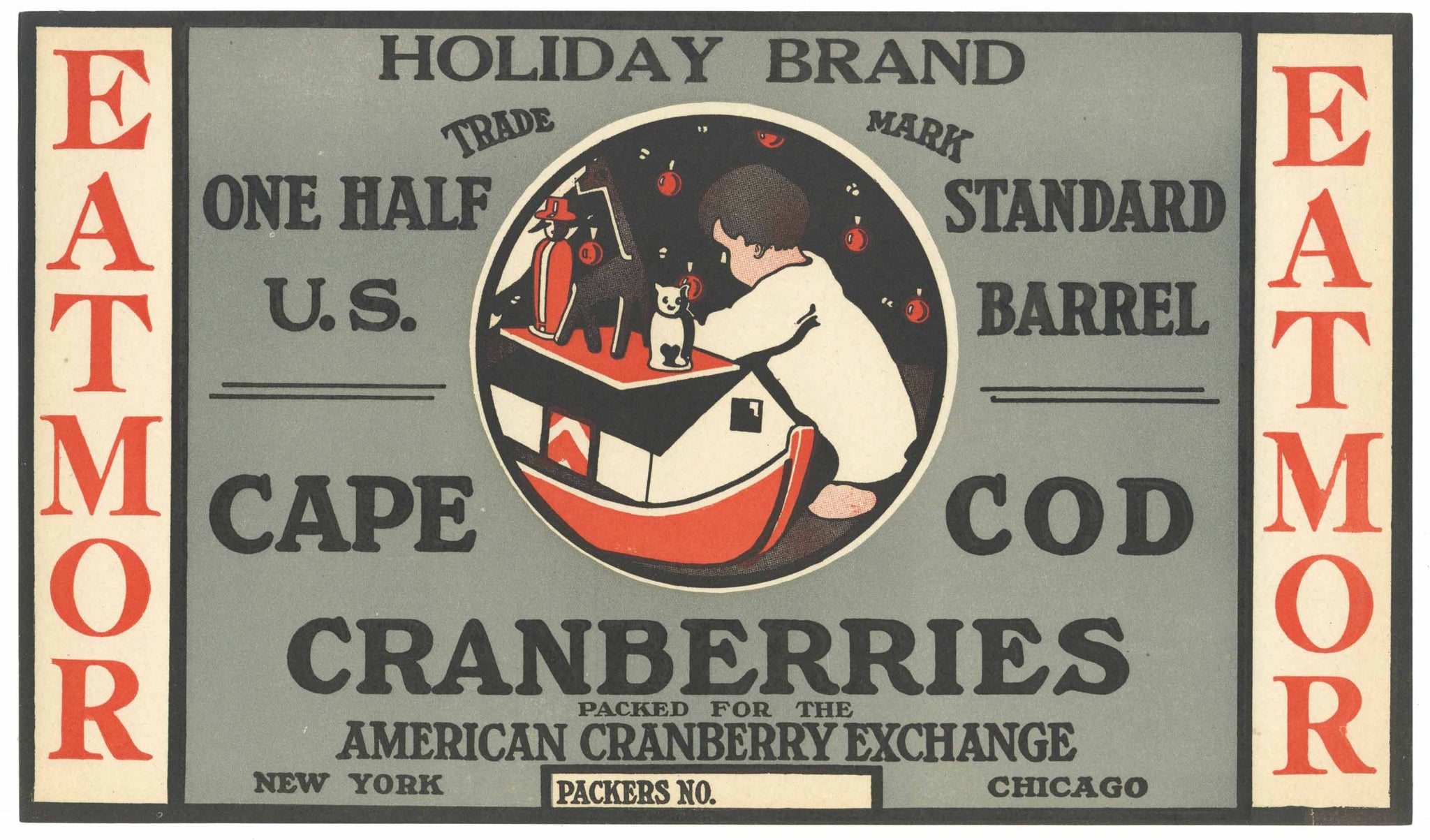 Holiday Brand Vintage Cape Cod Cranberry Crate Label, 1/2