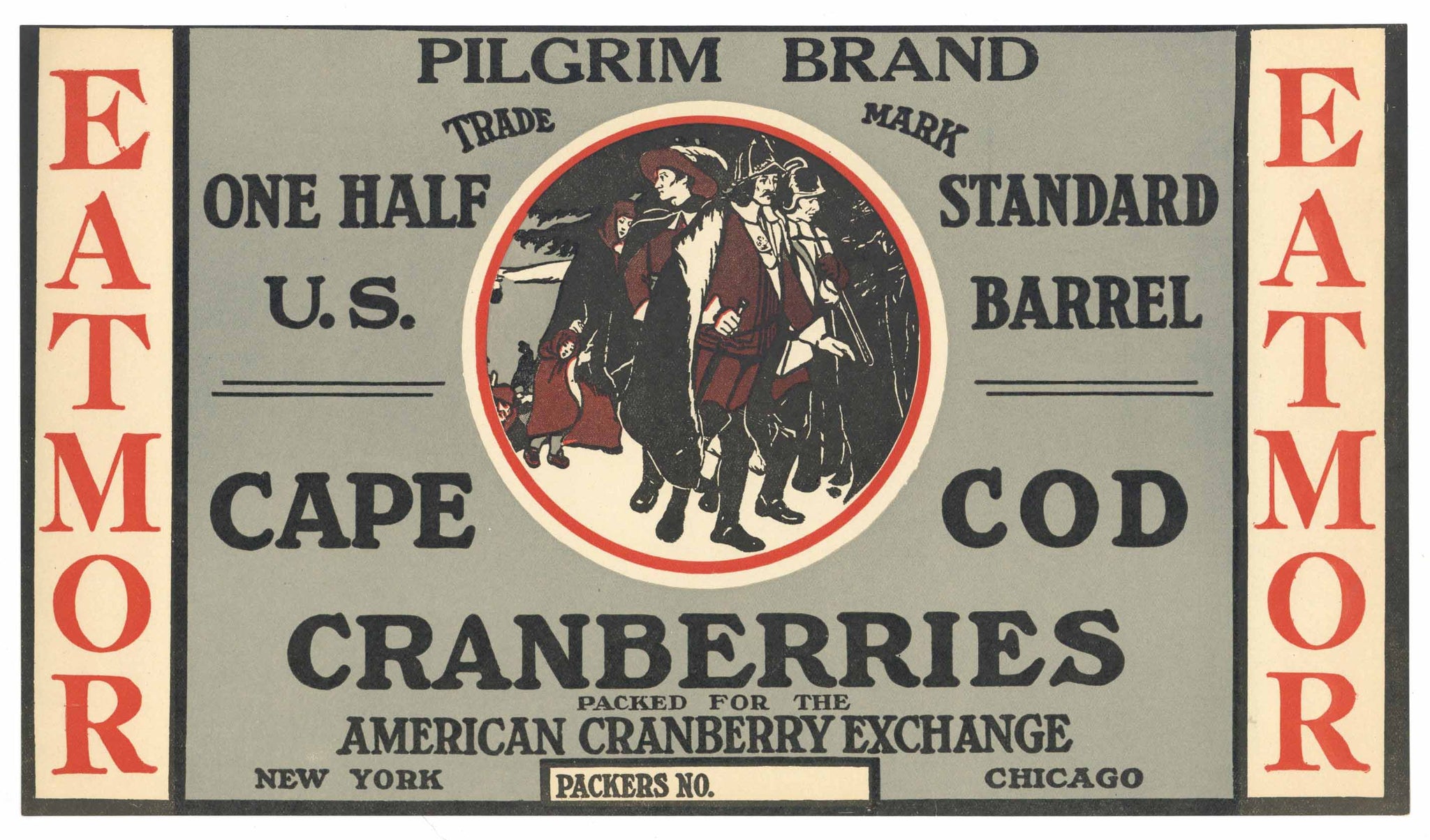 Pilgrim Brand Vintage Cape Cod Cranberry Crate Label, 1/2