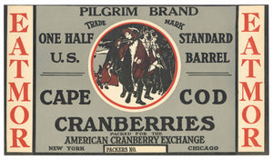 Pilgrim Brand Vintage Cape Cod Cranberry Crate Label, 1/2