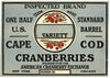 Inspected Brand Vintage Cape Cod Cranberry Crate Label, 1/2