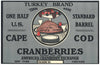Turkey Brand Vintage Cape Cod Cranberry Crate Label, 1/2