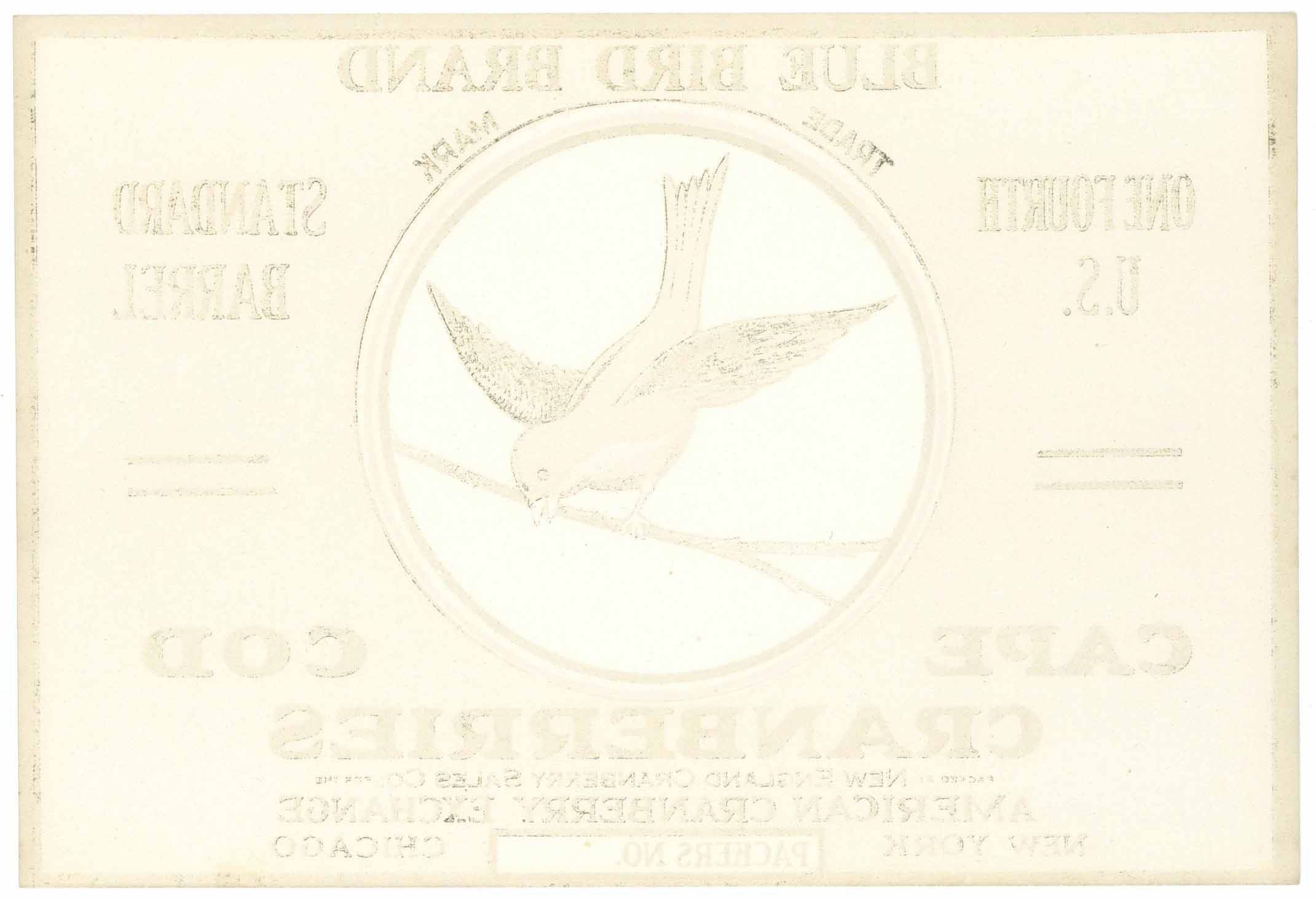 Blue Bird Brand Vintage Cape Cod Cranberry Crate Label, 1/4 – thelabelman