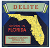 Delite Brand Vintage Weirsdale Florida Citrus Crate Label