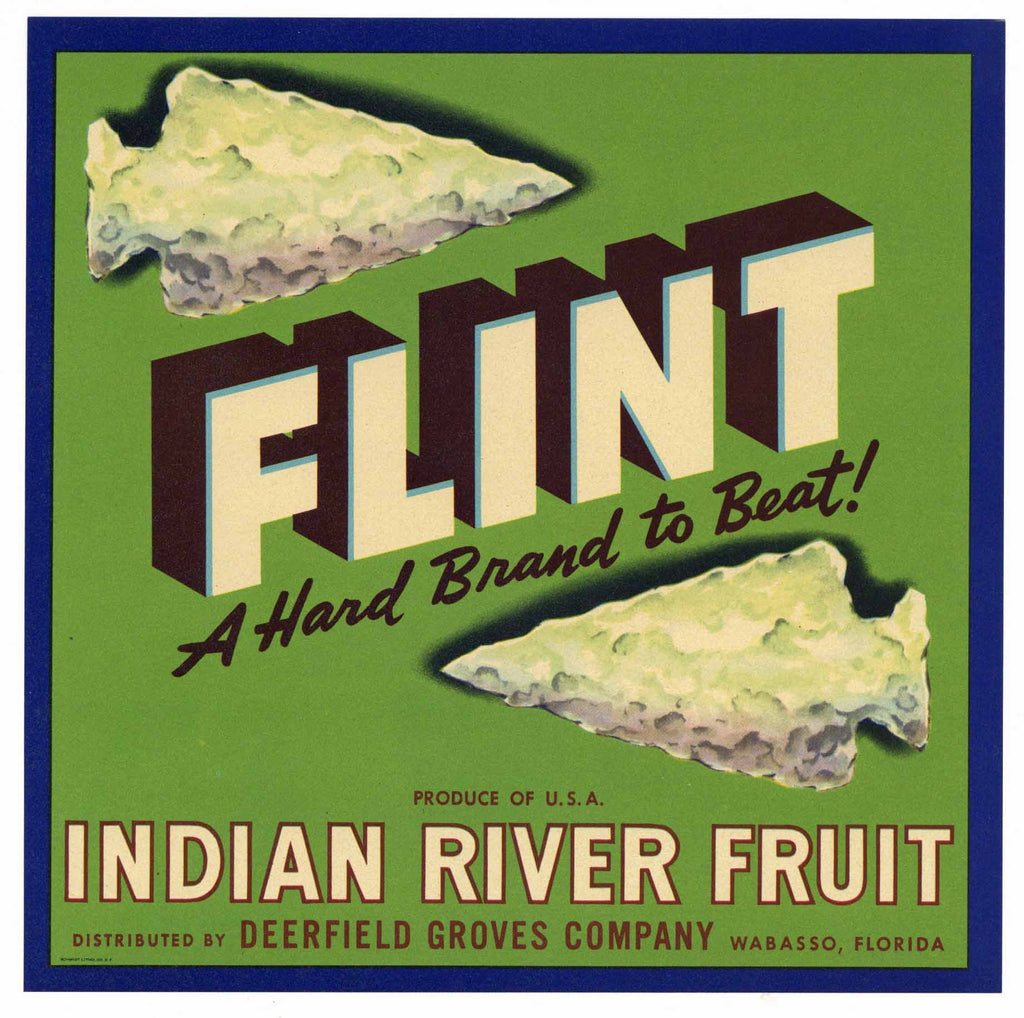 Flint Brand Vintage Wabasso Florida Citrus Crate Label