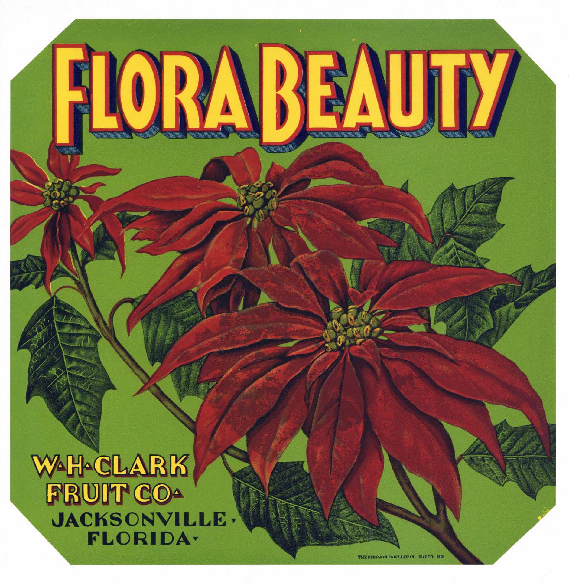 Flora Beauty Brand Vintage Jacksonville Florida Citrus Crate Label