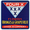 Four X Brand Vintage Florida Citrus Crate Label