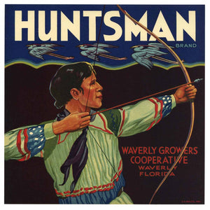 Huntsman Brand Vintage Waverly Florida Citrus Crate Label